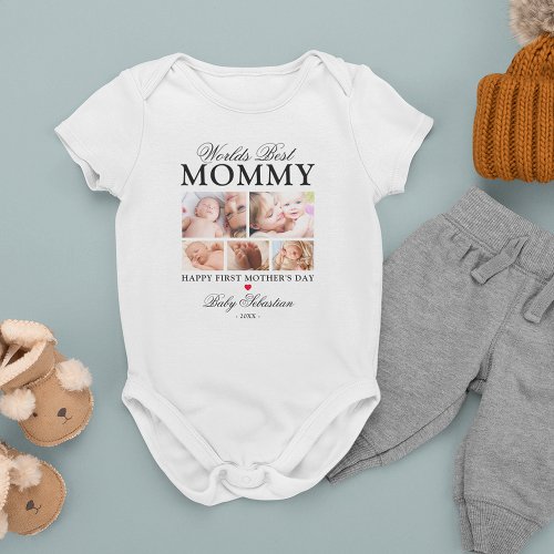 Worlds Best Mommy 1st Mothers Day Photo Baby Bodysuit