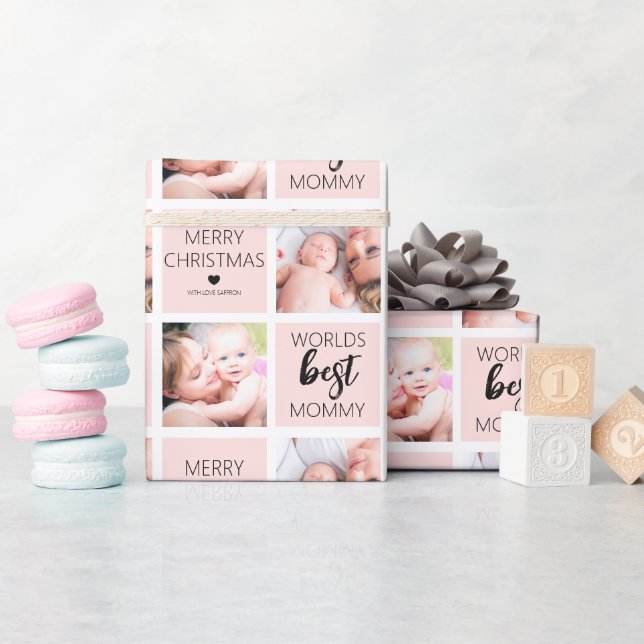 Worlds Best Mommy 2 Photo Wrapping Paper (Baby Shower)
