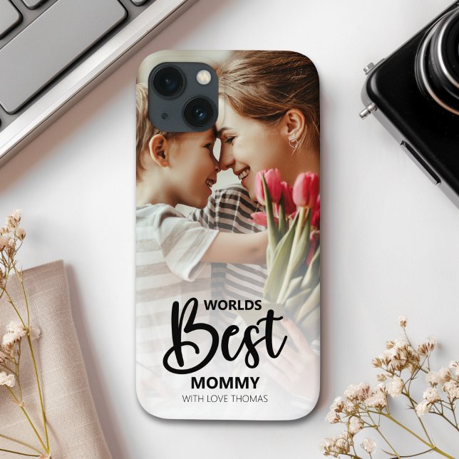 Worlds Best Mommy | Modern Photo Gift for Mom Case-Mate iPhone Case (Creator Uploaded)