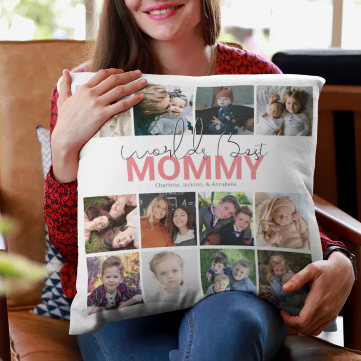 Worlds Best Mommy Photo Collage Throw Pillow Zazzle