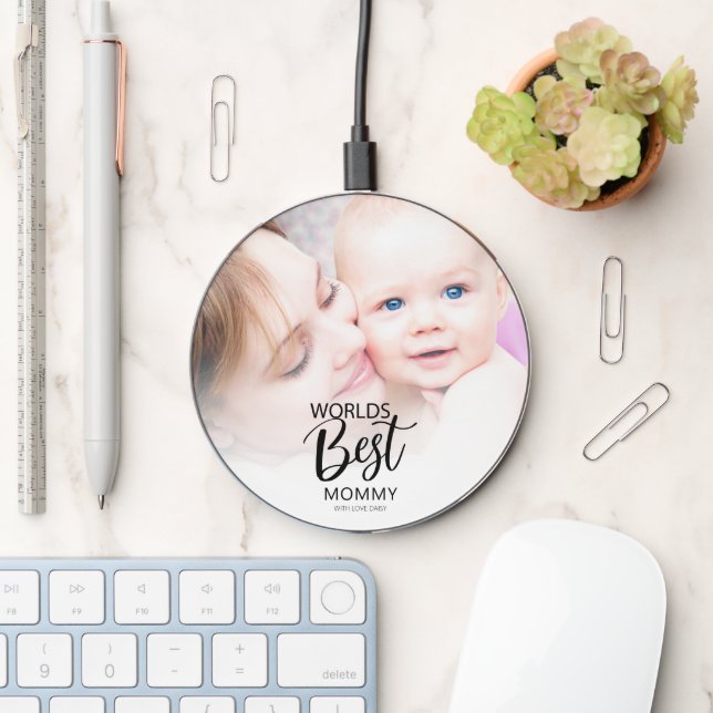 Worlds Best Mommy | Photo Wireless Charger (Desk)