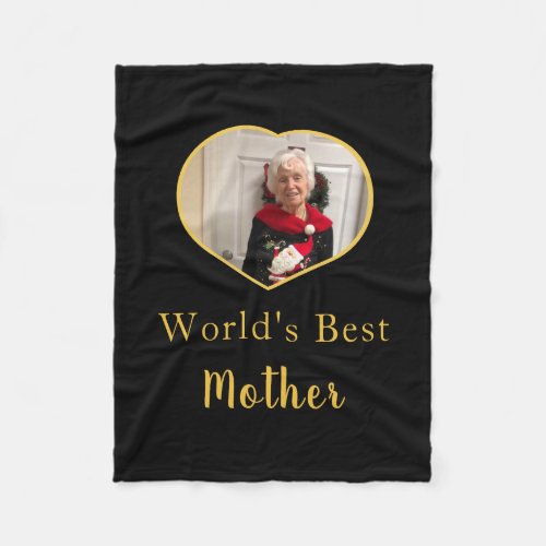 Worlds best Mother custom photo heart   Fleece Blanket