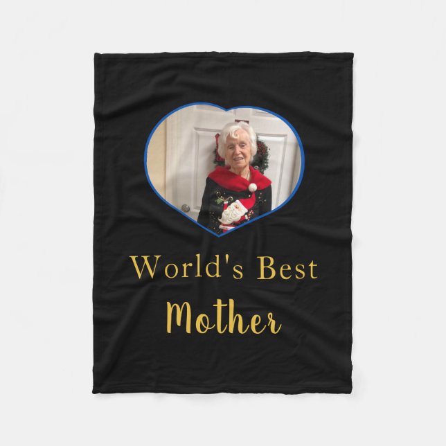 World's best Mother custom photo heart   Fleece Blanket (Front)
