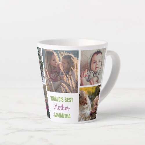 Worlds Best Mother Instagram Photo Collage Name Latte Mug