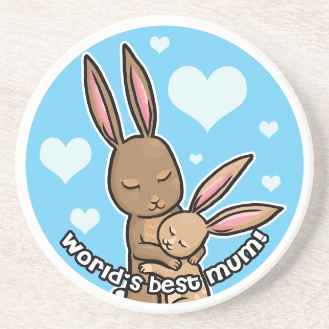 Worlds best Mum Bunny Sandstone Coaster (Front)