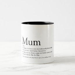 World&#39;s Best Mum Definition Quote Black and White Two-Tone Coffee Mug