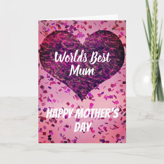 Worlds Best Mum Pink Mother's Day Holiday Card (Front)
