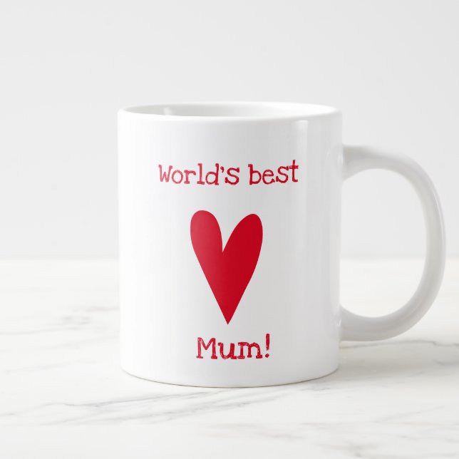 World's best mum | Red Heart Mother's Day Giant Coffee Mug (Right)