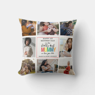World's Best Mummy 1st Mother's Day Photo Collage Throw Pillow