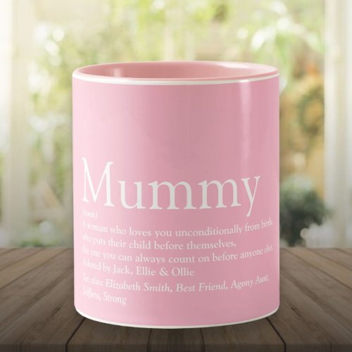 Worlds Best Mummy Definition Quote Pink Two_Tone Coffee Mug