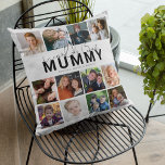 Worlds Best Mummy | Photo Collage Throw Pillow<br><div class="desc">Are you searching for the perfect Mother's Day gift? Look no further than this unique 12-photo collage pillow! Show your love and appreciation for the special Mothers, Mummy, Mum, and step or bonus parents in your life. Customize the pillow with a template that reads "World's Best Mummy" and includes the...</div>