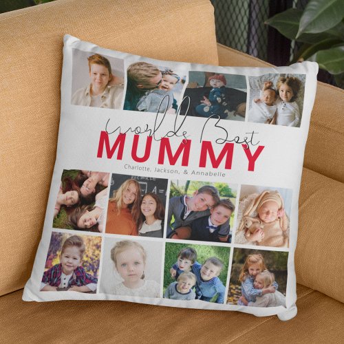Worlds Best Mummy  Photo Collage Throw Pillow