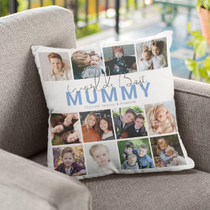 Worlds Best Mummy Photo Collage Throw Pillow