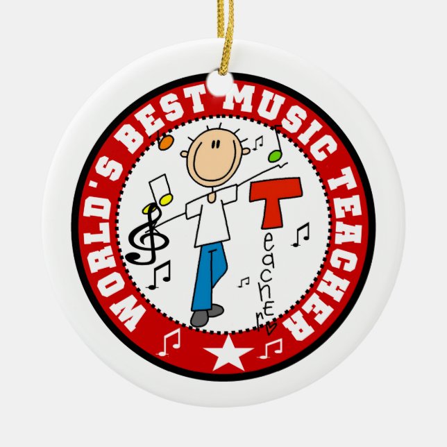 World's Best Music Teacher Ceramic Ornament (Front)