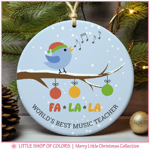 Worlds Best Music Teacher Singing Bird Ceramic Ornament
