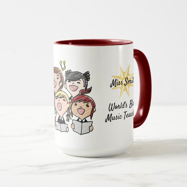 Worlds Best Music Teacher Singing Children's Choir Mug (Front Right)