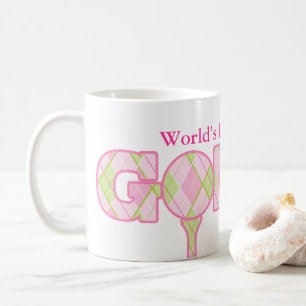 World's Best Nan & Golfer fun golfing pink mug