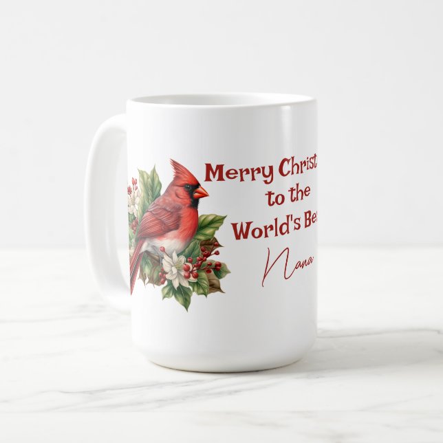 World's Best Nana Christmas Red Cardinal  Coffee Mug (Front Left)