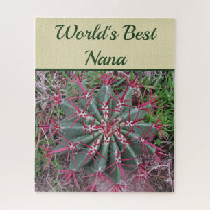Worlds Best Nana Desert Plant Red Barrel Cactus Jigsaw Puzzle