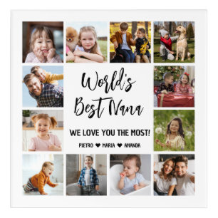 World's Best Nana Grandkids 12 Photo Collage Acrylic Print