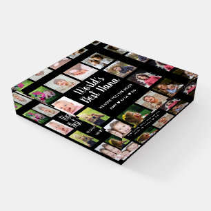 World's Best Nana Grandkids 12 Photo Collage Black Paperweight