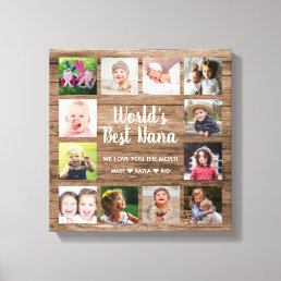 World&#39;s Best  Nana Grandkids 12 Photo Collage     Canvas Print