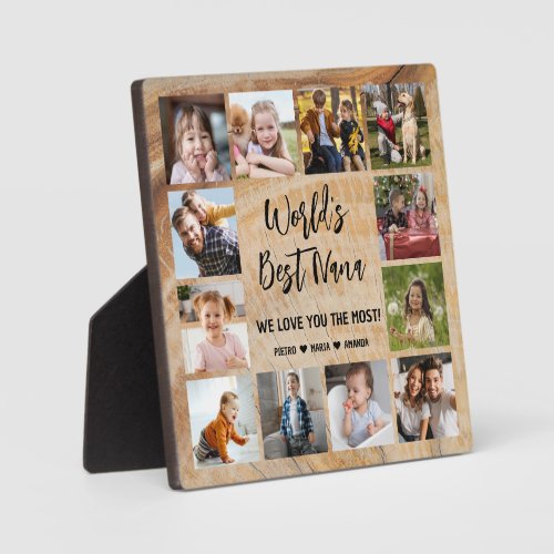 Worlds Best Nana Grandkids 12 Photo Collage Plaque