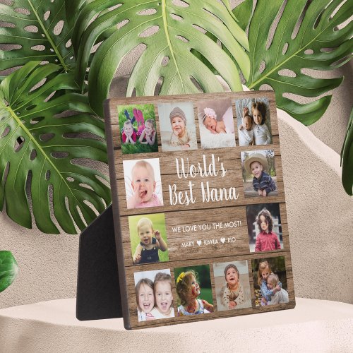 Worlds Best  Nana Grandkids 12 Photo Collage   Plaque