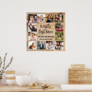 World's Best Nana Grandkids 12 Photo Collage Poster