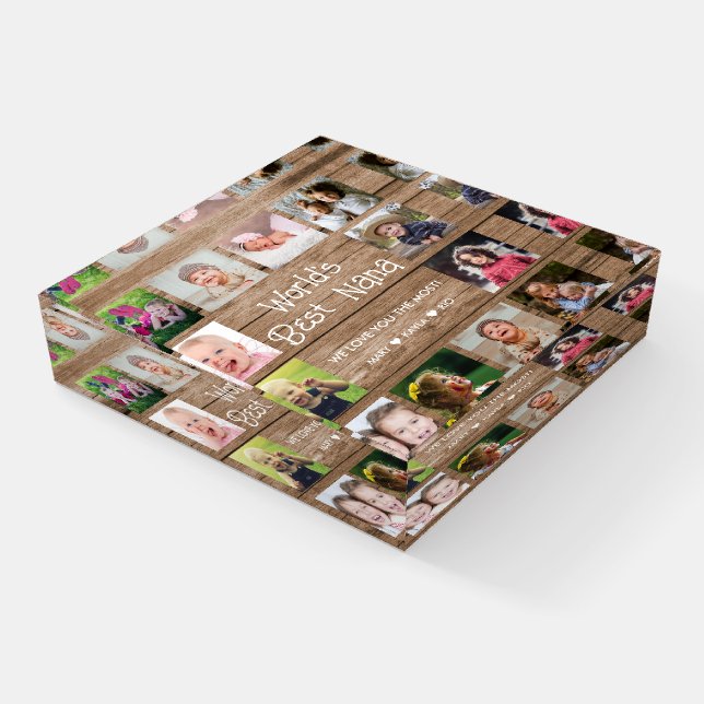 World's Best Nana Grandkids Family Photo Collage  Paperweight (Angled)