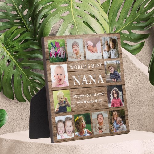 Worlds Best Nana Grandkids Photo Collage Wood  Plaque