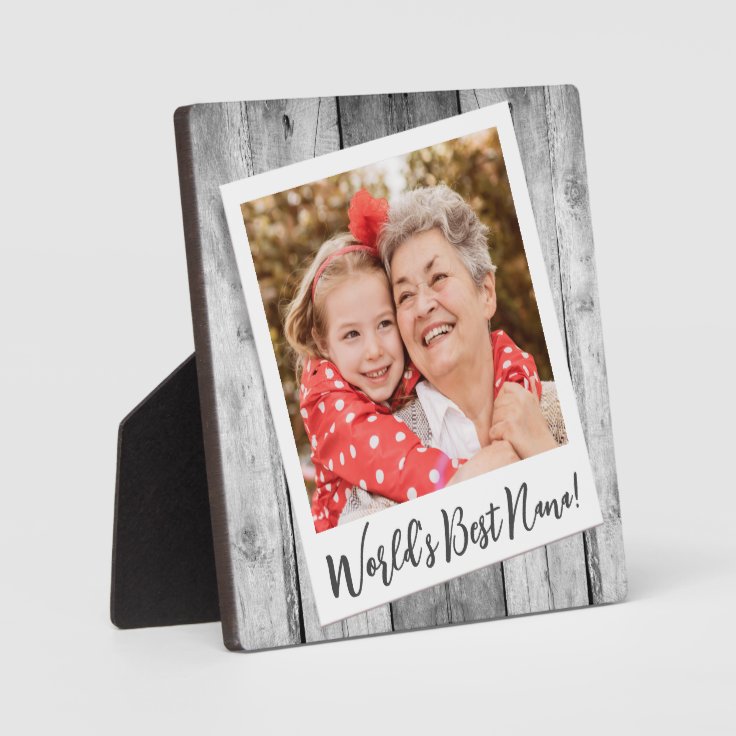 World's Best Nana Photo Rustic Gray Wood Plaque Zazzle