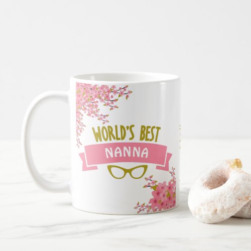 Worlds Best Nanna Pretty Pink Floral Coffee Mug