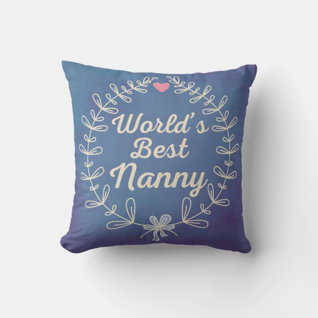 World's Best Nanny Grandma Wreath Pillow (Front)