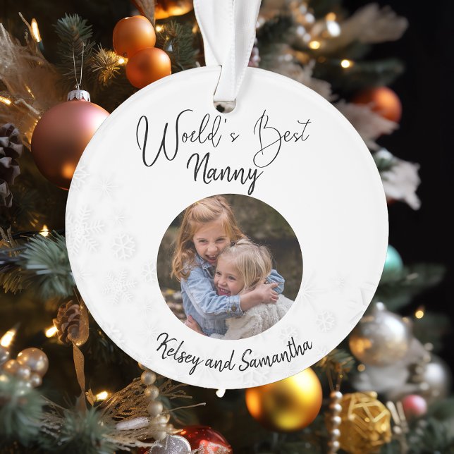 Worlds Best Nanny Grandmother Customize Photo Ornament (Creator Uploaded)