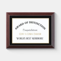 World's Best Neighbors Award Plaque