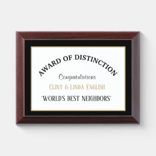 World's Best Neighbors Award Plaque
