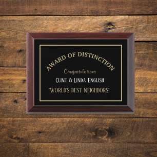 World's Best Neighbors Award Plaque