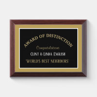 World's Best Neighbors Award Plaque
