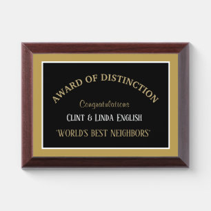World's Best Neighbors Award Plaque