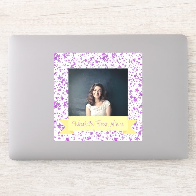 World's Best Niece Photo Custom Purple Stars Sticker (Computer)