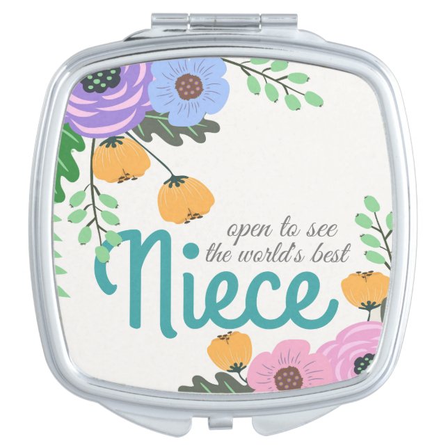World's Best Niece Pretty Floral Compact Mirror (Front)