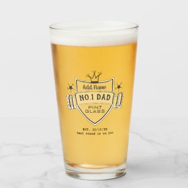 Worlds Best No.1 DAD- Personalized BEER PINT GLASS