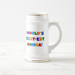 World's Best Nonna Bright Colors T-shirts and Gift Beer Stein