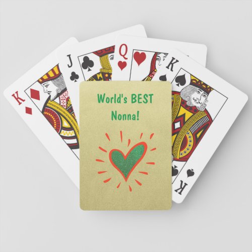 Worlds Best Nonna gold green red Italian  Playing Cards