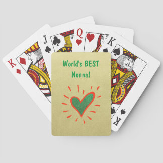 World's Best Nonna, gold, green, red, Italian Poker Cards