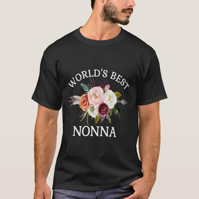 World'S Best Nonna Rustic Arrow Flower Bouquet Gra T-Shirt (Front)