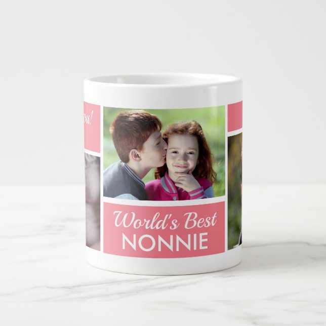 World's Best Nonnie Photo Collage Giant Coffee Mug (Front)