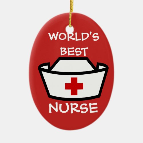 Worlds best nurse 2 sided hat  Stethoscope Ceramic Ornament