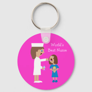 World's Best Nurse Cute Cartoon Nurse & Child Keychain